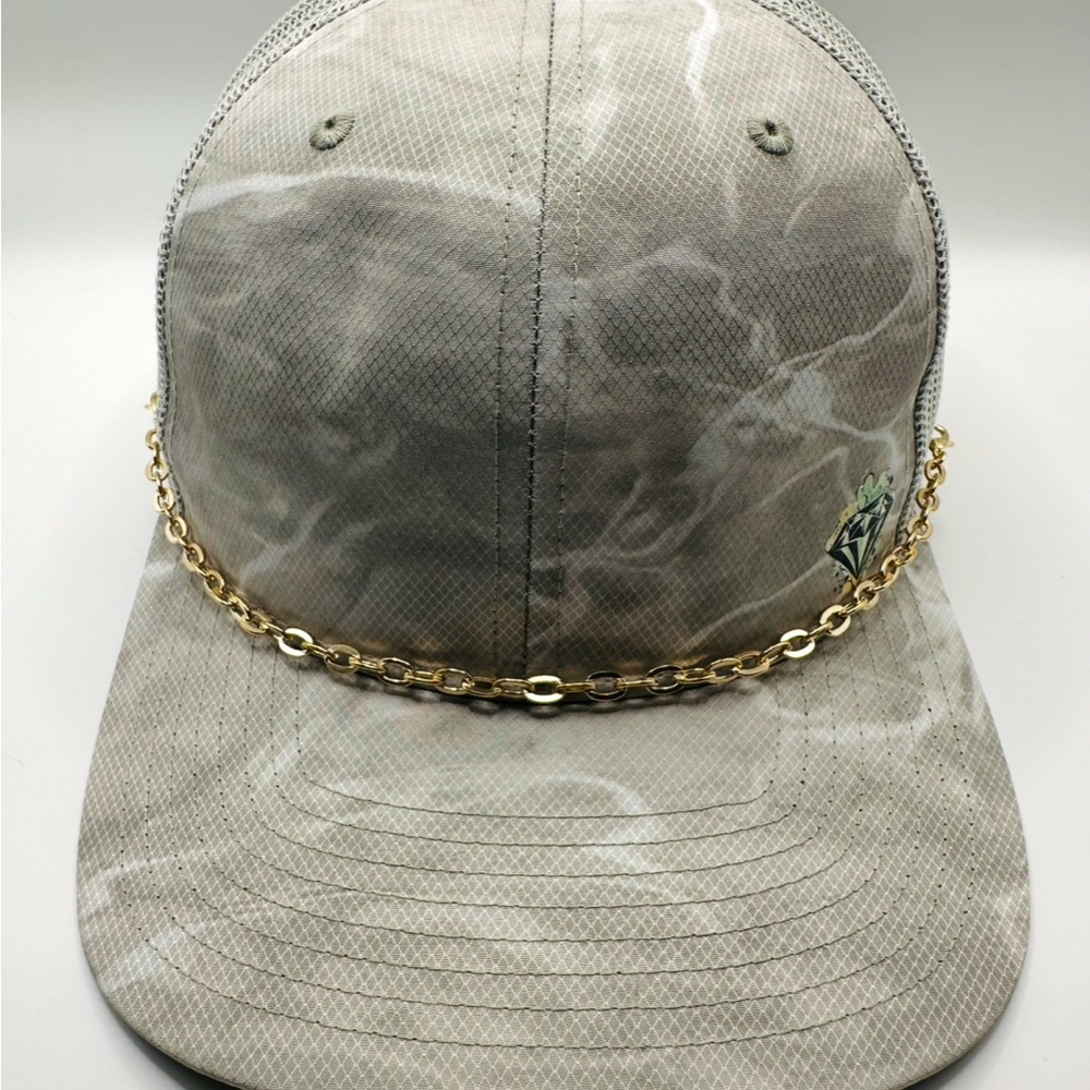 Stylish Tan Cap with Gold Chain Accent